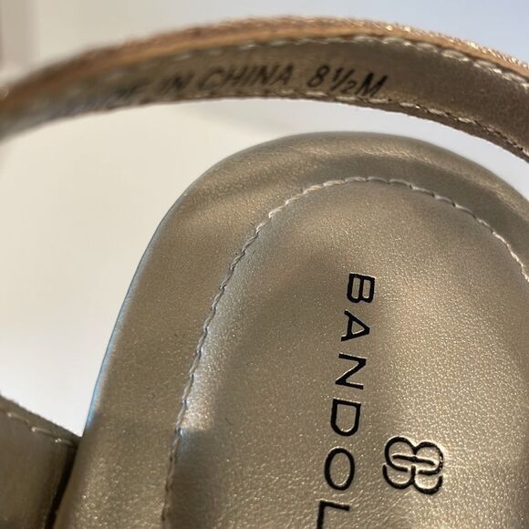 Bandolino Pink/Gold Strappy WEDGE SANDAL Size 8.5 - Picture 8 of 8